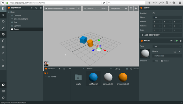 PlayCanvas Editor - Cone