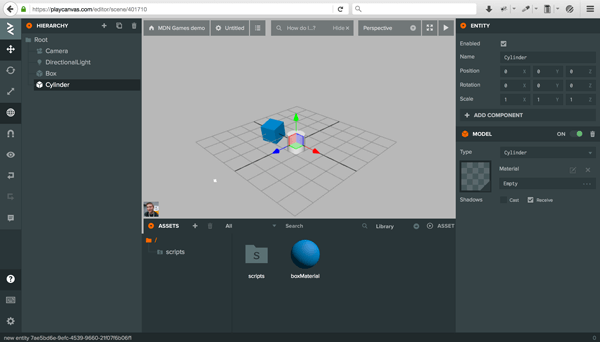 PlayCanvas Editor - Cylinder