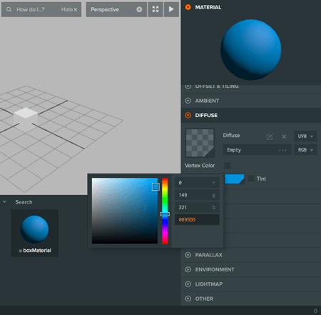 PlayCanvas Editor - Diffuse color