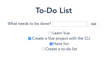 Our todo list app rendered with a text input to enter new todos