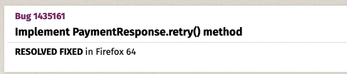 Screenshot showing "RESOLVED FIXED in Firefox 64" at the top of the Bugzilla screen